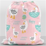 Cute Owl Doodles With Moon Star Seamless Pattern Drawstring Bag (Large)