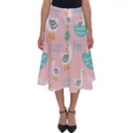 Cute Owl Doodles With Moon Star Seamless Pattern Perfect Length Midi Skirt