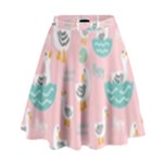 Cute Owl Doodles With Moon Star Seamless Pattern High Waist Skirt