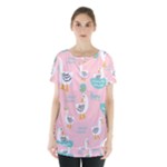 Cute Owl Doodles With Moon Star Seamless Pattern Skirt Hem Sports Top