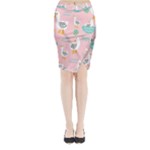 Cute Owl Doodles With Moon Star Seamless Pattern Midi Wrap Pencil Skirt