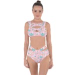 Cute Owl Doodles With Moon Star Seamless Pattern Bandaged Up Bikini Set 
