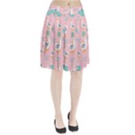 Cute Owl Doodles With Moon Star Seamless Pattern Pleated Skirt