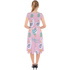 Cap Sleeve Front Wrap Midi Dress 