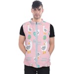 Cute Owl Doodles With Moon Star Seamless Pattern Men s Puffer Vest