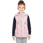 Cute Owl Doodles With Moon Star Seamless Pattern Kids  Hooded Puffer Vest