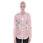 Cute Owl Doodles With Moon Star Seamless Pattern Womens Long Sleeve Shirt