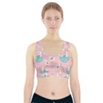 Cute Owl Doodles With Moon Star Seamless Pattern Sports Bra With Pocket