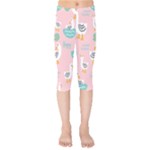 Cute Owl Doodles With Moon Star Seamless Pattern Kids  Capri Leggings 