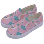 Cute Owl Doodles With Moon Star Seamless Pattern Kids  Canvas Slip Ons