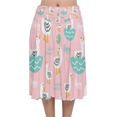 Velvet Flared Midi Skirt 