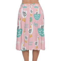 Velvet Flared Midi Skirt 