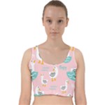 Cute Owl Doodles With Moon Star Seamless Pattern Velvet Racer Back Crop Top