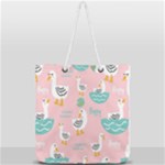 Cute Owl Doodles With Moon Star Seamless Pattern Full Print Rope Handle Tote (Large)
