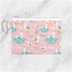 Cute Owl Doodles With Moon Star Seamless Pattern Canvas Cosmetic Bag (Medium)