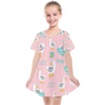 Cute Owl Doodles With Moon Star Seamless Pattern Kids  Smock Dress