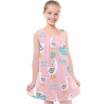 Cute Owl Doodles With Moon Star Seamless Pattern Kids  Cross Back Dress