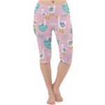 Cute Owl Doodles With Moon Star Seamless Pattern Lightweight Velour Cropped Yoga Leggings