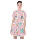 Cute Owl Doodles With Moon Star Seamless Pattern Sailor Dress