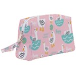 Cute Owl Doodles With Moon Star Seamless Pattern Wristlet Pouch Bag (Large)