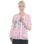 Cute Owl Doodles With Moon Star Seamless Pattern Casual Zip Up Jacket