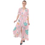 Cute Owl Doodles With Moon Star Seamless Pattern Waist Tie Boho Maxi Dress