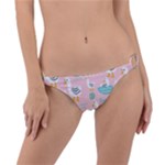 Cute Owl Doodles With Moon Star Seamless Pattern Ring Detail Bikini Bottoms