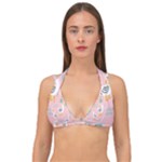 Cute Owl Doodles With Moon Star Seamless Pattern Double Strap Halter Bikini Top