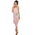 Cute Owl Doodles With Moon Star Seamless Pattern Waist Tie Cover Up Chiffon Dress