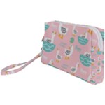 Cute Owl Doodles With Moon Star Seamless Pattern Wristlet Pouch Bag (Small)