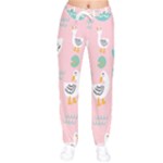 Cute Owl Doodles With Moon Star Seamless Pattern Women Velvet Drawstring Pants