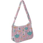 Cute Owl Doodles With Moon Star Seamless Pattern Zip Up Shoulder Bag