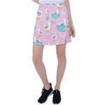 Cute Owl Doodles With Moon Star Seamless Pattern Tennis Skirt