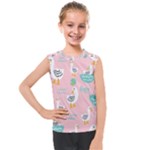 Cute Owl Doodles With Moon Star Seamless Pattern Kids  Mesh Tank Top
