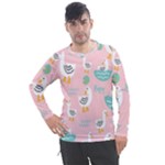 Cute Owl Doodles With Moon Star Seamless Pattern Men s Pique Long Sleeve T-Shirt