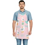 Cute Owl Doodles With Moon Star Seamless Pattern Kitchen Apron