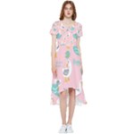 Cute Owl Doodles With Moon Star Seamless Pattern High Low Boho Dress