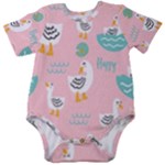 Cute Owl Doodles With Moon Star Seamless Pattern Baby Short Sleeve Bodysuit