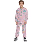 Cute Owl Doodles With Moon Star Seamless Pattern Kids  Sweatshirt set