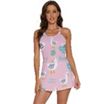 Cute Owl Doodles With Moon Star Seamless Pattern 2-in-1 Flare Activity Dress