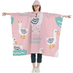 Cute Owl Doodles With Moon Star Seamless Pattern Women s Hooded Rain Ponchos