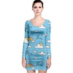 Sky Pattern Long Sleeve Bodycon Dress