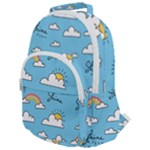 Sky Pattern Rounded Multi Pocket Backpack