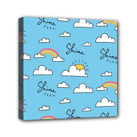 Seamless Pattern Vector Owl Cartoon With Bugs Mini Canvas 6  x 6  (Stretched) from ArtsNow.com