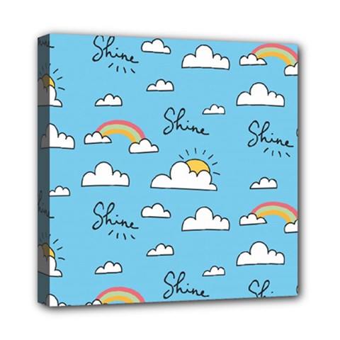 Seamless Pattern Vector Owl Cartoon With Bugs Mini Canvas 8  x 8  (Stretched) from ArtsNow.com