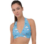 Sky Pattern Halter Plunge Bikini Top