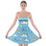 Sky Pattern Strapless Bra Top Dress