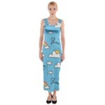Sky Pattern Fitted Maxi Dress