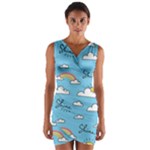 Sky Pattern Wrap Front Bodycon Dress