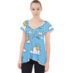 Sky Pattern Lace Front Dolly Top